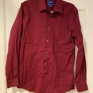 APT. 9 Men’s Burgundy Slim Fit Button-Down Shirt | Premier Flex | 15.5 / 34-35